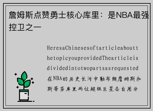 詹姆斯点赞勇士核心库里：是NBA最强控卫之一